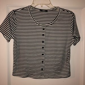 Black and white striped crop top